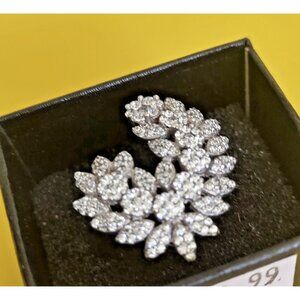 Italian Sterling Silver 925 Women's Size 7 Leaf Shape Cubic Zirconia